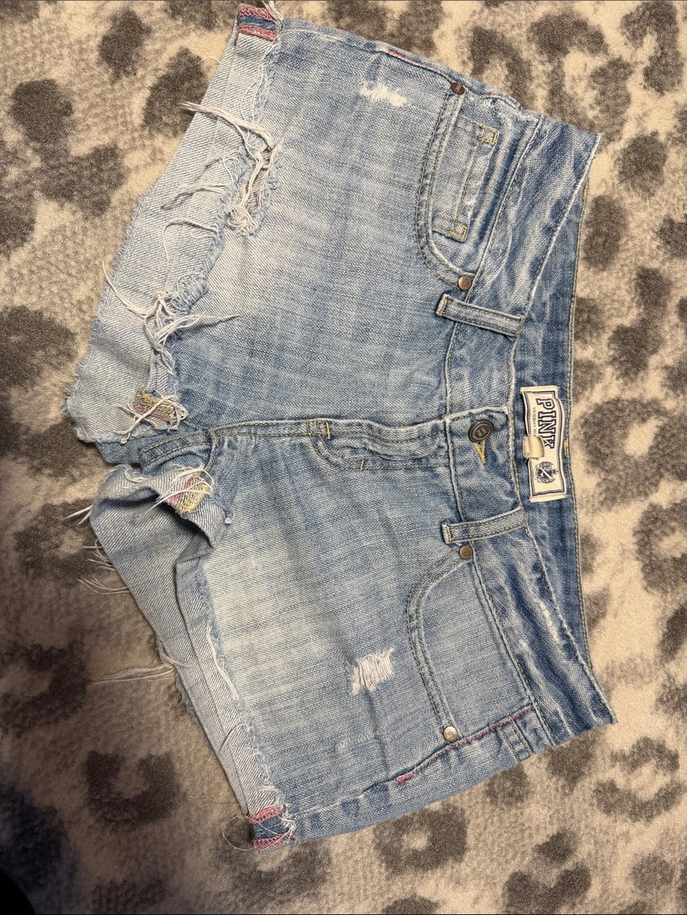 PINK Victoria's Secret Light Blue Distressed Denim Cutoff Shorts